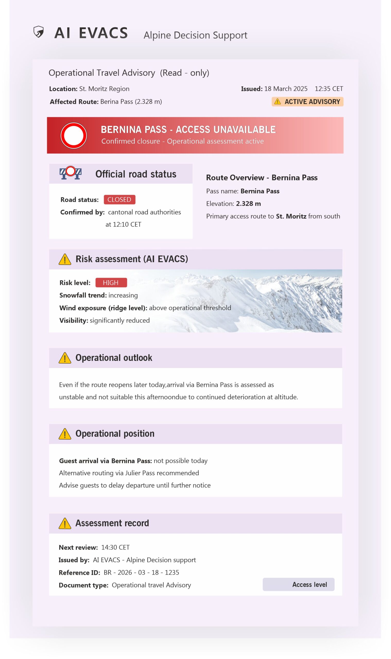 AI EVACS advisory document